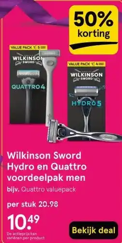 Etos Wilkinson Sword Hydro en Quattro voordeelpak men aanbieding