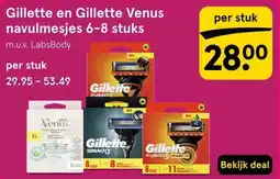 Etos Gillette en Gillette Venus navulmesjes 6-8 stuks aanbieding