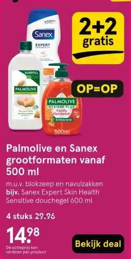 Etos Palmolive en Sanex grootformaten vanaf 500 ml aanbieding