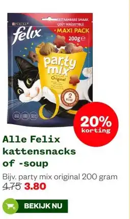 Welkoop Alle Felix kattensnacks of -soup aanbieding