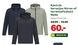 Welkoop Kjelvik herenjas Kiron of herensoftshell Wybe aanbieding