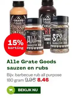 Welkoop Alle Grate Goods sauzen en rubs aanbieding