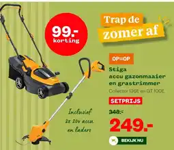 Welkoop Stiga accu gazonmaaier en grastrimmer aanbieding