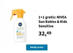 Plein.nl 1+1 gratis: NIVEA Sun Babies & Kids Sensitive aanbieding