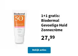 Plein.nl 1+1 gratis: Biodermal Gevoelige Huid Zonnecrème aanbieding