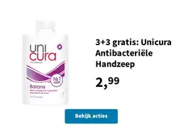 Plein.nl 3+3 gratis: Unicura Antibacteriële Handzeep aanbieding
