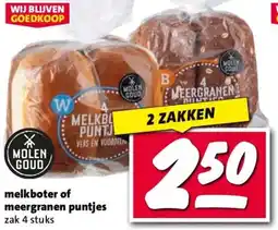 Nettorama melkboter of meergranen puntjes zak 4 stuks aanbieding