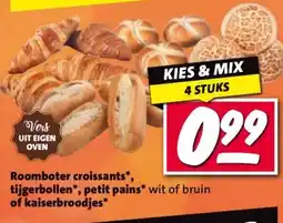 Nettorama Roomboter croissants*, tijgerbollen*, petit pains* wit of bruin of kaiserbroodjes* aanbieding