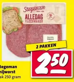 Nettorama Stegeman snijworst pak 250 gram aanbieding