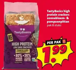 Nettorama TastyBasics high protein crackers zonnebloem- & pompoenpitten aanbieding
