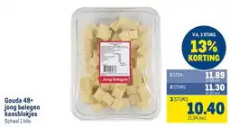 Makro Gouda 48+ jong belegen kaasblokjes aanbieding