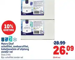 Makro Metro Chef scholfilet, zeebaarsfilet, kabeljauwloin of sliptong zonder vel aanbieding