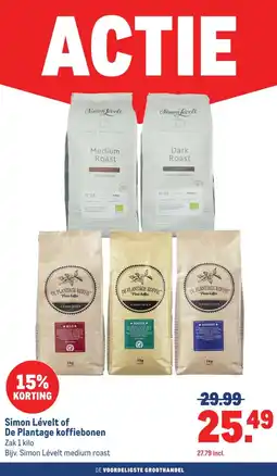 Makro Simon Lévelt of De Plantage koffiebonen aanbieding