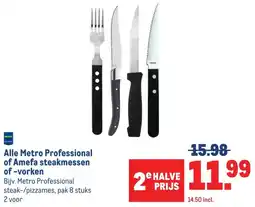 Makro Alle Metro Professional of Amefa steakmessen of -vorken aanbieding