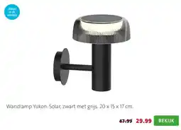 Intratuin Wandlamp Yukon. Solar, zwart met grijs. 20 x 15 x 17 cm. aanbieding