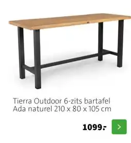 Intratuin Tierra Outdoor 6-zits bartafel Ada naturel 210 x 80 x 105 cm aanbieding