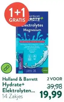 Holland & Barrett Hydrate+ Elektrolyten Magnesium - 14 sticks aanbieding