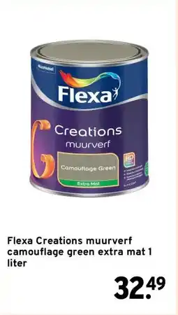 GAMMA Flexa Creations muurverf camouflage green extra mat 1 liter aanbieding