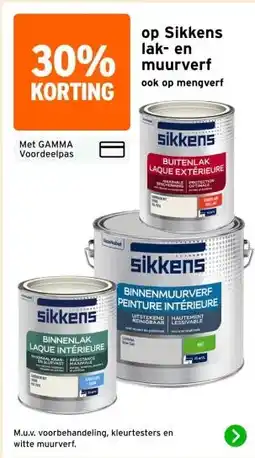 GAMMA op Sikkens lak- en muurverf ook op mengverf aanbieding