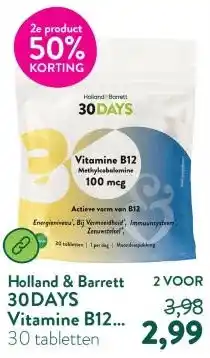 Holland & Barrett 30DAYS Vitamine B12 Methylcobalamine 100mcg aanbieding
