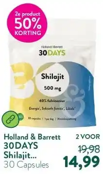 Holland & Barrett 30DAYS Shilajit 500mg 40% Fulvinezuur aanbieding