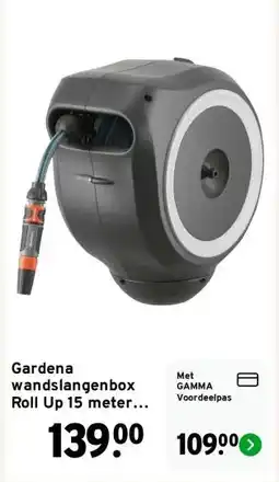 GAMMA Gardena wandslangenbox Roll Up 15 meter grijs/wit incl. tuinspuit aanbieding