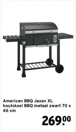 GAMMA American BBQ Jaxon XL houtskool BBQ metaal zwart 70 x 46 cm aanbieding