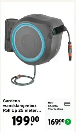GAMMA Gardena wandslangenbox Roll Up 25 meter incl. tuinspuit aanbieding