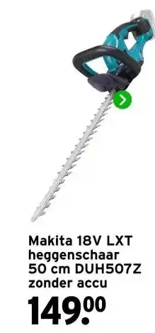 GAMMA Makita 18V LXT heggenschaar 50 cm DUH507Z zonder accu aanbieding
