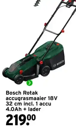 GAMMA Bosch Rotak accugrasmaaier 18V 32 cm incl. 1 accu 4.0Ah + lader aanbieding