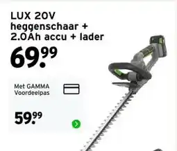 GAMMA LUX 20V heggenschaar + 2.0Ah accu + lader aanbieding