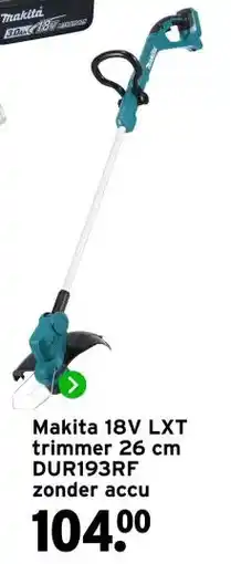 GAMMA Makita 18V LXT trimmer 26 cm DUR193RF zonder accu aanbieding