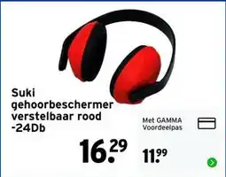 GAMMA Suki gehoorbeschermer verstelbaar rood -24Db aanbieding