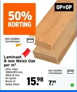 GAMMA Laminaat 8 mm Welsh Oak per m² aanbieding