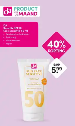 DA DA Sunmilk SPF50 face sensitive 50 ml aanbieding