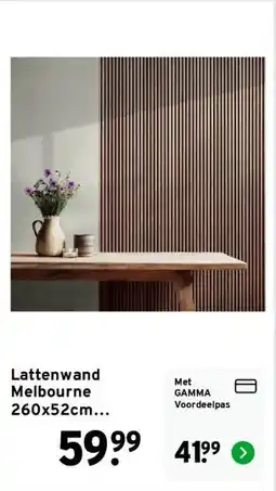 GAMMA Lattenwand Melbourne 260x52cm walnoot, dikte 9,7 mm 2 stuks aanbieding