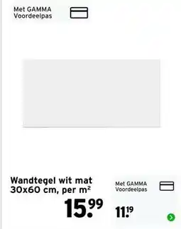 GAMMA Wandtegel wit mat 30x60 cm, per m² aanbieding