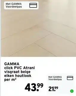 GAMMA GAMMA click PVC Atrani visgraat beige eiken houtlook per m² aanbieding
