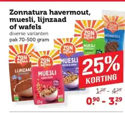 Coop Zonnatura havermout, muesli, lijnzaad of wafels aanbieding