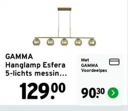 GAMMA GAMMA Hanglamp Esfera 5-lichts messing 130cm x Ø16cm aanbieding