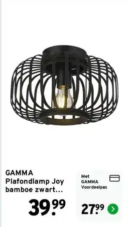 GAMMA GAMMA Plafondlamp Joy bamboe zwart Ø28cm aanbieding