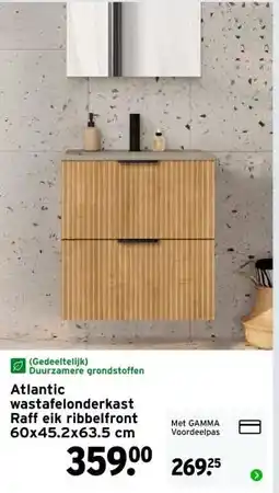 GAMMA Atlantic wastafelonderkast Raff eik ribbelfront 60x45.2x63.5 cm aanbieding