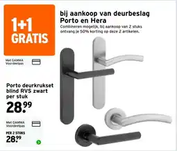 GAMMA Porto deurkrukset blind RVS zwart aanbieding