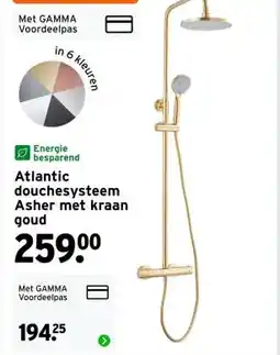 GAMMA Atlantic douchesysteem Asher met kraan goud aanbieding