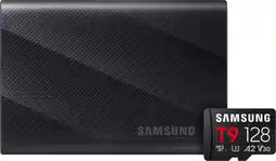 Coolblue Samsung T9 Portable SSD 2TB Zwart + Samsung MicroSDXC T9 128GB 200MB/s aanbieding