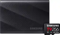 Coolblue Samsung T9 Portable SSD 4TB Zwart + Samsung MicroSDXC T9 256GB 200MB/s aanbieding