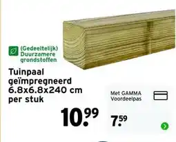 GAMMA Tuinpaal geïmpregneerd 6.8x6.8x240 cm aanbieding