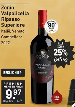 Gall & Gall Zonin Valpolicella Ripasso Superiore 75CL aanbieding