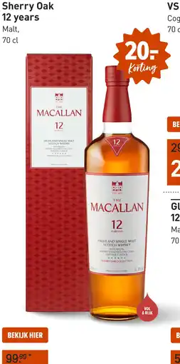 Gall & Gall The Macallan Sherry Oak 12 years 70CL aanbieding