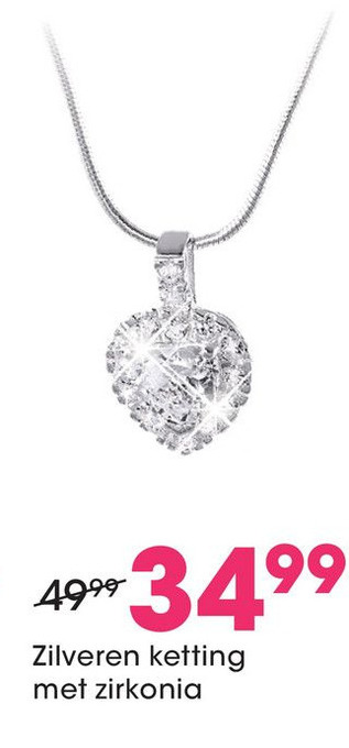 Lucardi Zilveren ketting met zirkonia aanbieding
